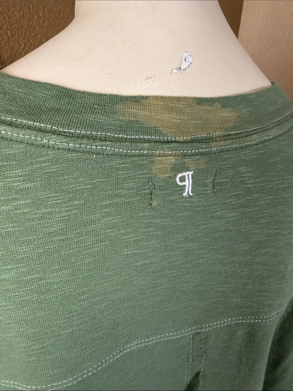 Pilgro for Anthropology Olive Green Oversized Varsity Tee Knit Top - Picture 4 of 5